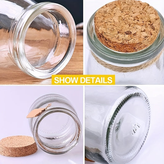 20pcs Mini Mason Jars with Corks, Brown Kraft Labels & Natural Hemp Twine - 3.38oz Glass Wishing Bottles for Messages, Wedding Favors, Pudding, and Honey Storage - Reusable & Hand Wash Only