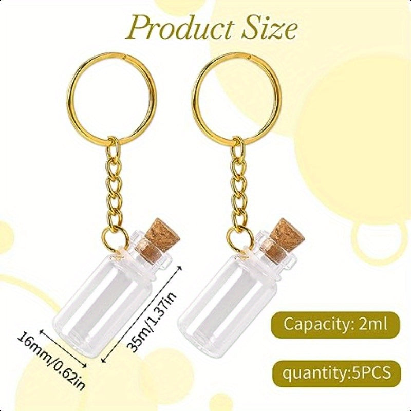 5pcs Small Glass Bottles With Cork Lids0.07oz Mini Glass Wishing Bottles Empty Spell Jars with Stoppers Message Glass Bottles Tiny Glass Jars with Cork Stoppers for DIY Crafts Chrismas Tree Decoration